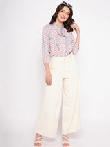 Women's Multicolor Casual Regular Fit Printed Three Quarter Sleeves Top
