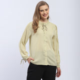 Women's Yellow Casual Regular Fit Printed Full Sleeves Shirt