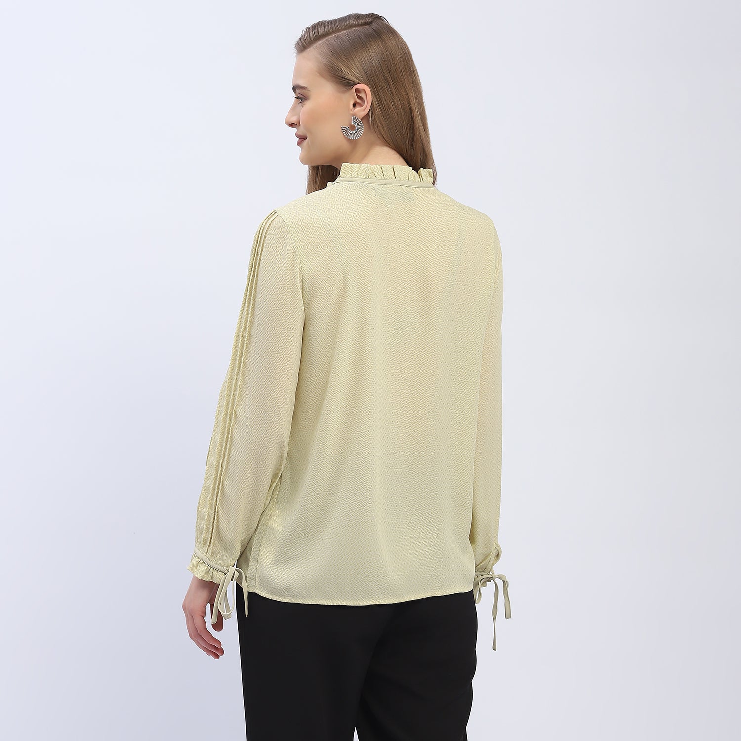 Women's Yellow Casual Regular Fit Printed Full Sleeves Shirt