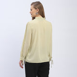 Women's Yellow Casual Regular Fit Printed Full Sleeves Shirt