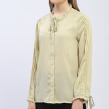 Women's Yellow Casual Regular Fit Printed Full Sleeves Shirt