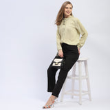 Women's Yellow Casual Regular Fit Printed Full Sleeves Shirt
