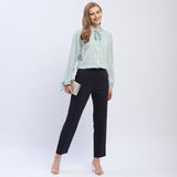 Women's Blue Casual Regular Fit Printed Full Sleeves Shirt