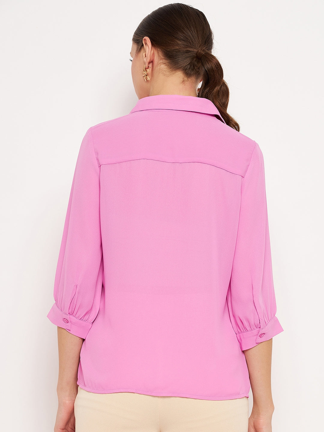Women's Purple Casual Regular Fit Solid Full Sleeves Shirt