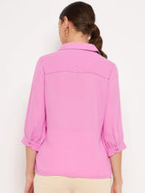 Women's Purple Casual Regular Fit Solid Full Sleeves Shirt
