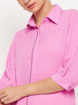 Women's Purple Casual Regular Fit Solid Full Sleeves Shirt