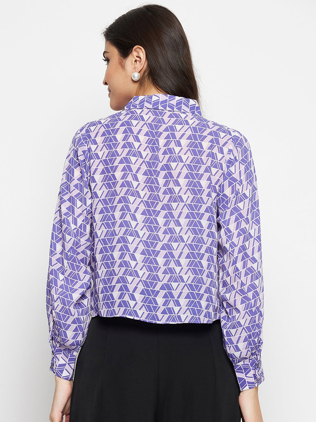Women's Purple Casual Regular Fit Printed Full Sleeves Shirt
