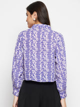Women's Purple Casual Regular Fit Printed Full Sleeves Shirt