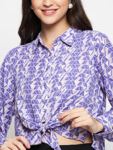Women's Purple Casual Regular Fit Printed Full Sleeves Shirt