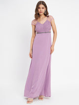 Women's Purple Casual Regular Fit Solid Sleeveless Dress