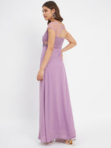 Women's Purple Casual Regular Fit Solid Sleeveless Dress