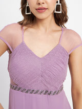 Women's Purple Casual Regular Fit Solid Sleeveless Dress