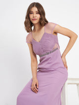 Women's Purple Casual Regular Fit Solid Sleeveless Dress