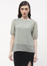 Women's Green Casual Regular Fit Solid Half Sleeves Top