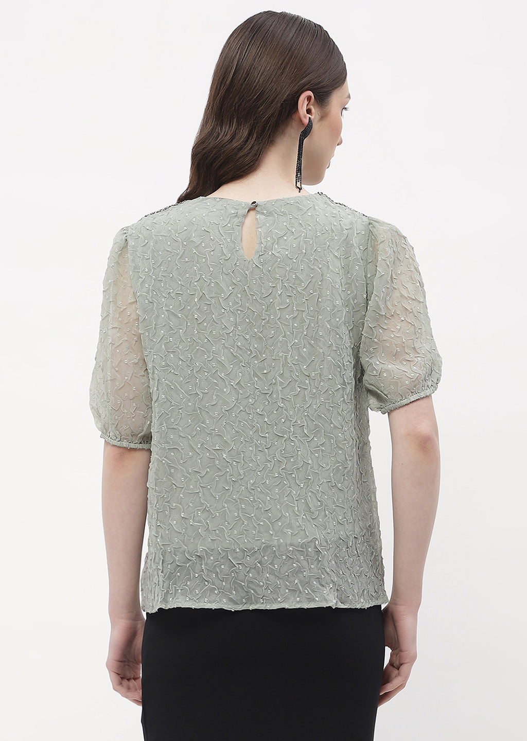 Women's Green Casual Regular Fit Solid Half Sleeves Top