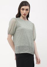Women's Green Casual Regular Fit Solid Half Sleeves Top