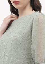 Women's Green Casual Regular Fit Solid Half Sleeves Top