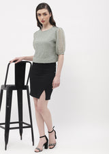 Women's Green Casual Regular Fit Solid Half Sleeves Top