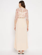 Women's Beige Casual Regular Fit Printed Three Quarter Sleeves Dress