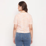 Women's Pink Casual Regular Fit Printed Half Sleeves Top