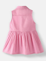 Girls Pink Casual Solid Sleeveless Dress