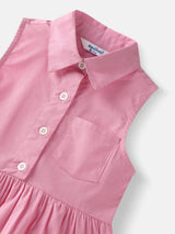 Girls Pink Casual Solid Sleeveless Dress