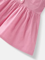 Girls Pink Casual Solid Sleeveless Dress