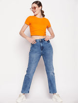 Women's Blue Casual Regular Fit Solid Jeans