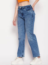 Women's Blue Casual Regular Fit Solid Jeans
