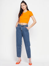 Women's Blue Casual Regular Fit Solid Jeans