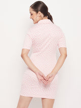 Women's Pink Casual Regular Fit Printed Dress