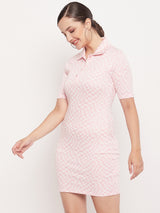 Women's Pink Casual Regular Fit Printed Dress