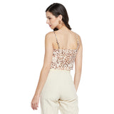 Women's Brown Casual Regular Fit Printed Sleeveless Top