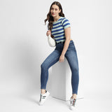 Women's Blue Casual Slim Fit Solid Jeans