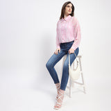 Women's Pink Casual Regular Fit Printed Full Sleeves Shirt