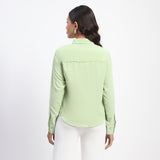 Women's Green Casual Regular Fit Solid Full Sleeves Shirt