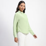 Women's Green Casual Regular Fit Solid Full Sleeves Shirt