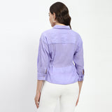 Women's Purple Casual Regular Fit Solid Three Quarter Sleeves Shirt