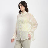 Women's Yellow Casual Regular Fit Printed Full Sleeves Shirt