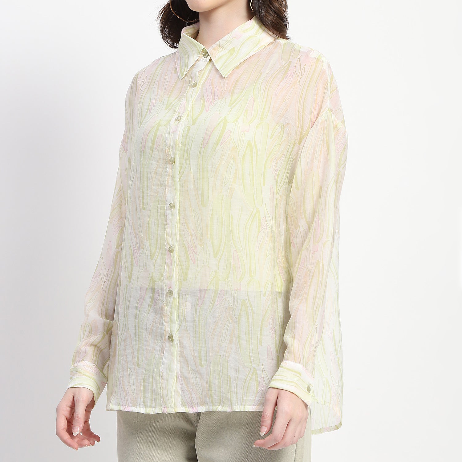 Women's Yellow Casual Regular Fit Printed Full Sleeves Shirt