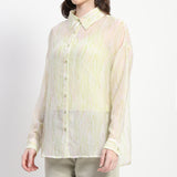 Women's Yellow Casual Regular Fit Printed Full Sleeves Shirt