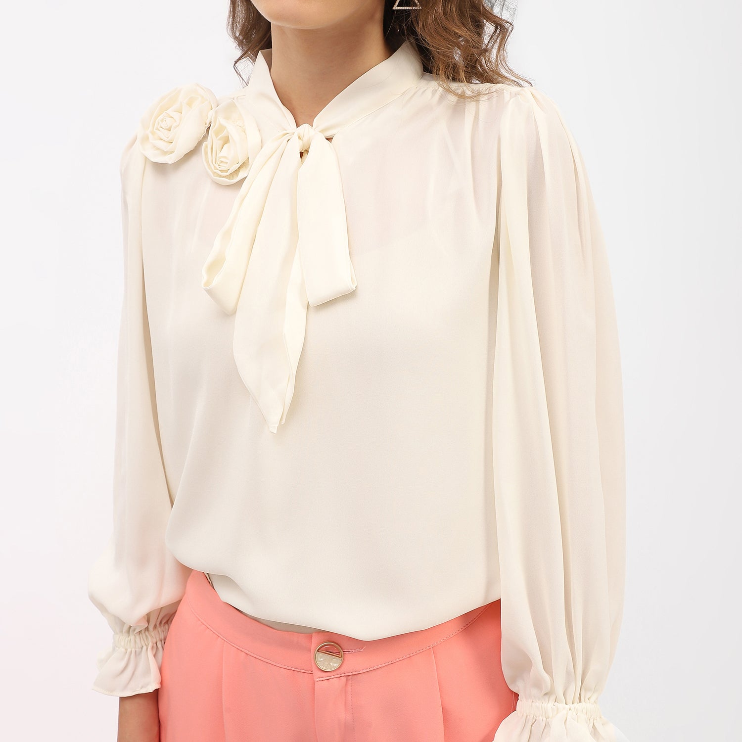Women's White Casual Regular Fit Solid Full Sleeves Shirt