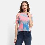 Women's Pink Casual Regular fit Printed Half Sleeves Top