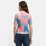Women's Pink Casual Regular fit Printed Half Sleeves Top