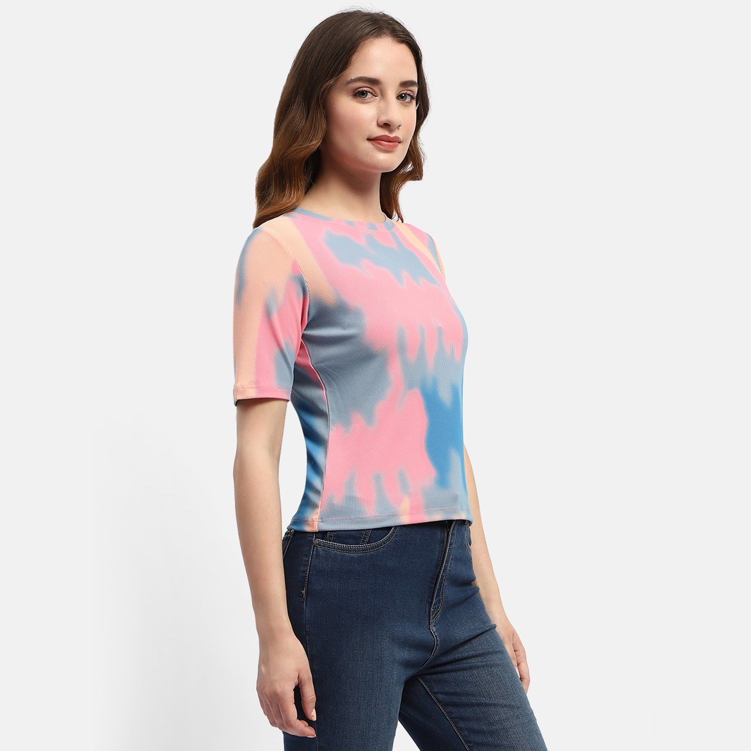 Women's Pink Casual Regular fit Printed Half Sleeves Top