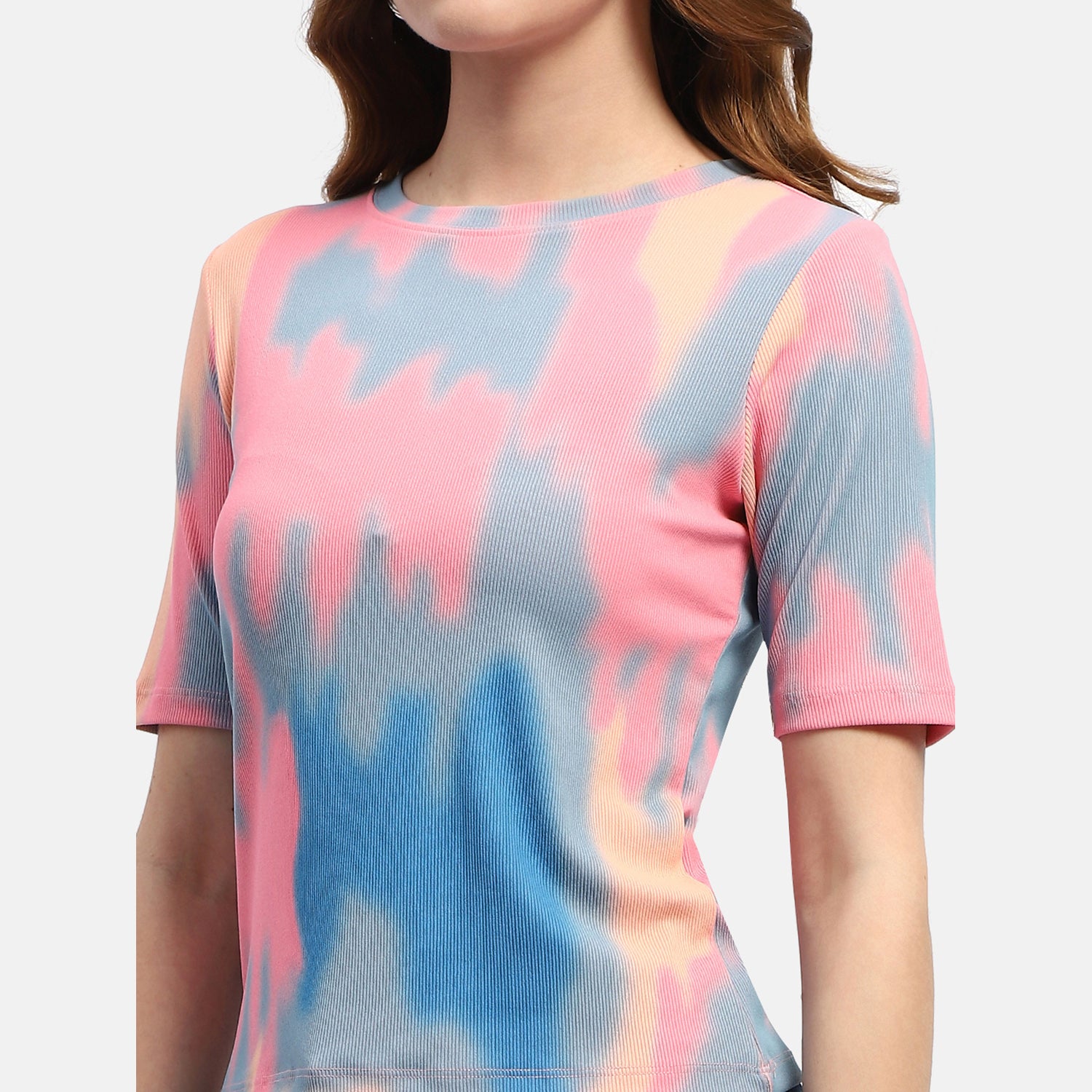 Women's Pink Casual Regular fit Printed Half Sleeves Top