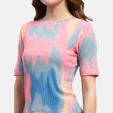 Women's Pink Casual Regular fit Printed Half Sleeves Top