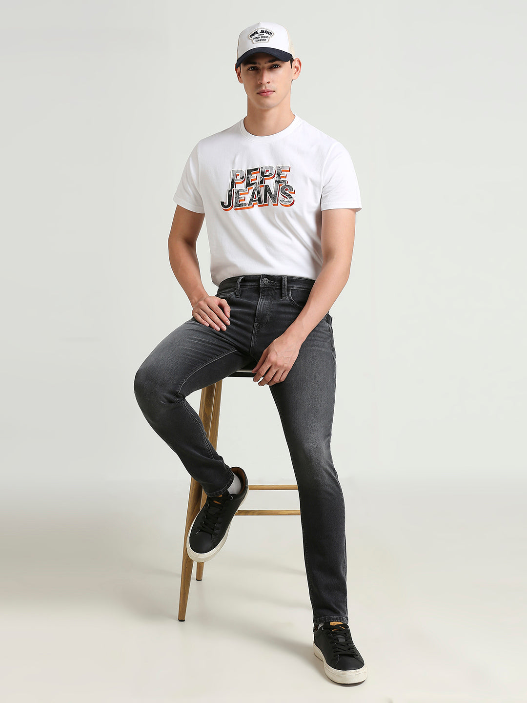 Mens Grey Regular Stretchable Jeans