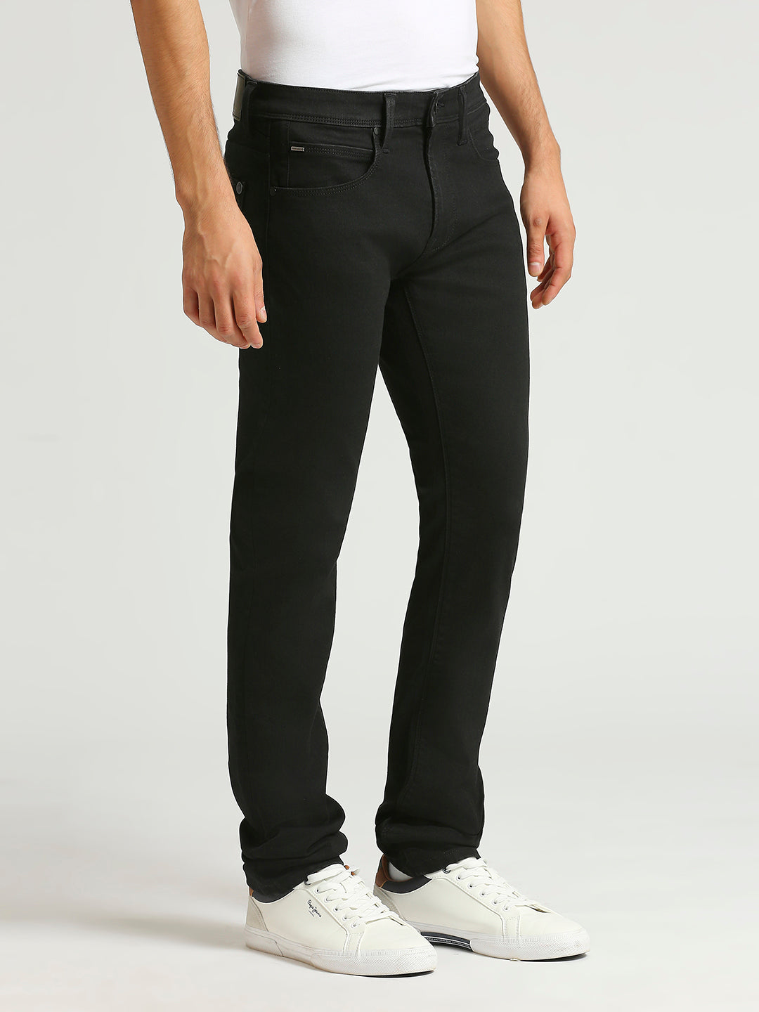 Mens Black Regular Stretchable Jeans