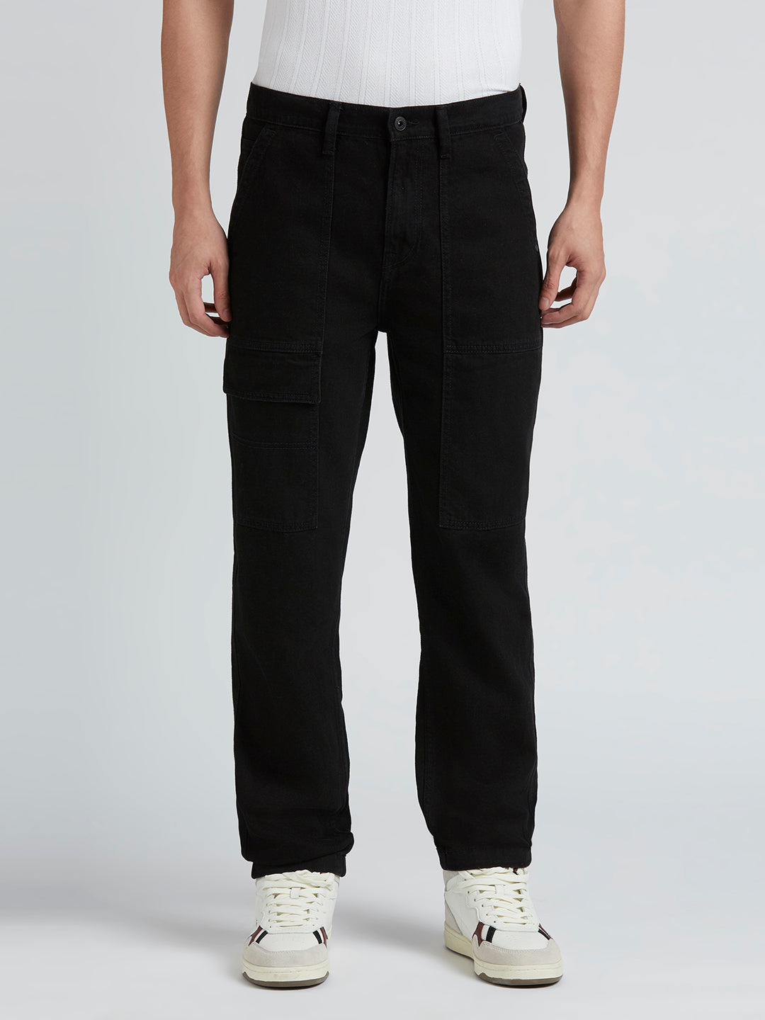 Mens Black Regular Stretchable Jeans